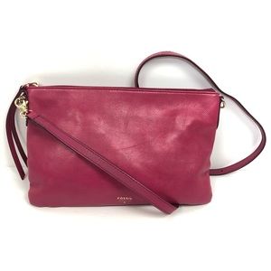 Fossil Sydney Fuchsia Leather Women's Crossbody